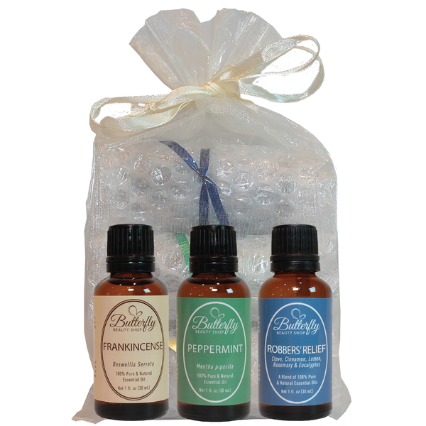 Fall & Winter Essential Oil Set: Peppermint, Frankincense & Robbers' Relief.